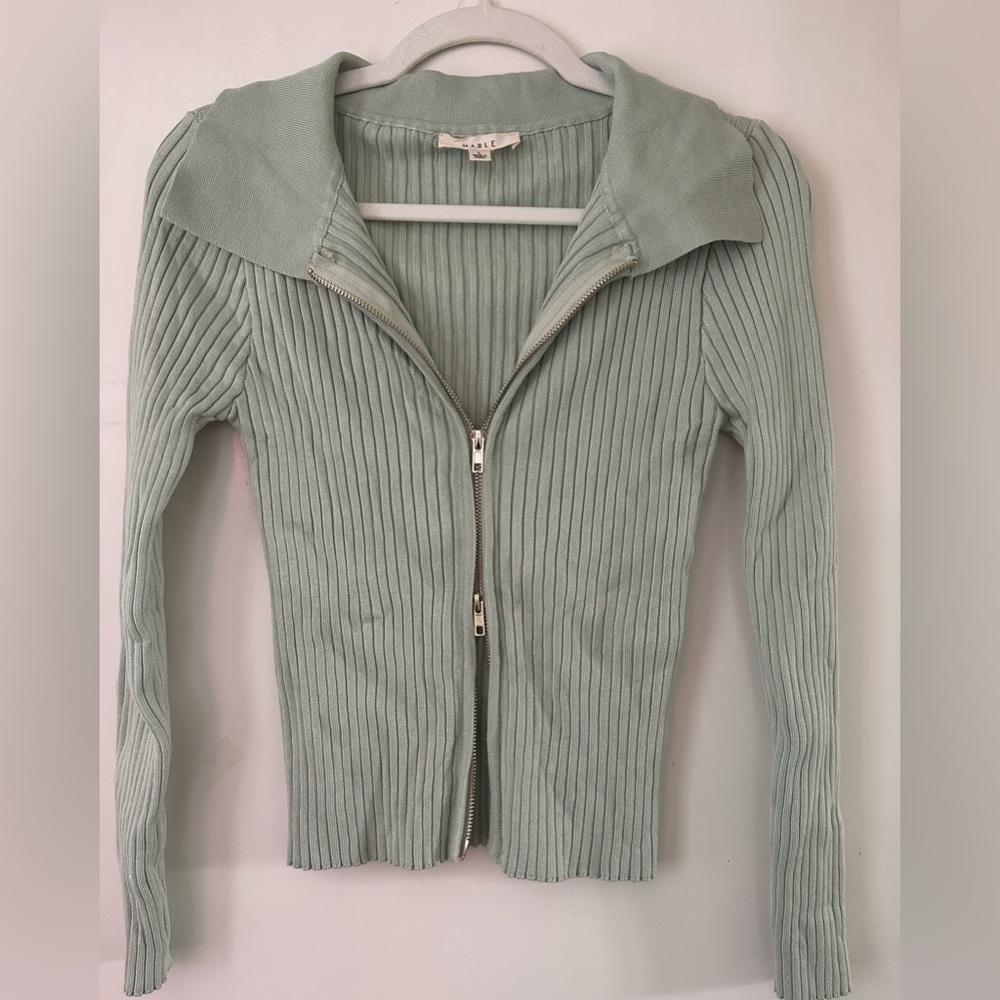 Sweater with gold zipper all the way down!